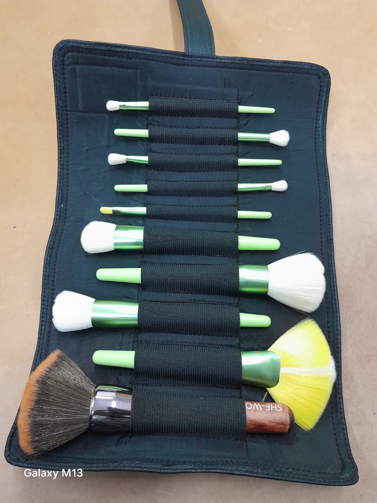 She Wolf Leather Makeup Brush Roll Holder, Black, Empty — photo 3