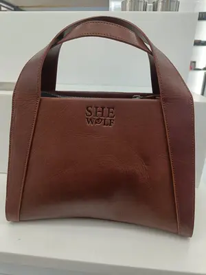 SHE WOLF STYLE-2 LEATHER HAND BAG BROWN COLOUR