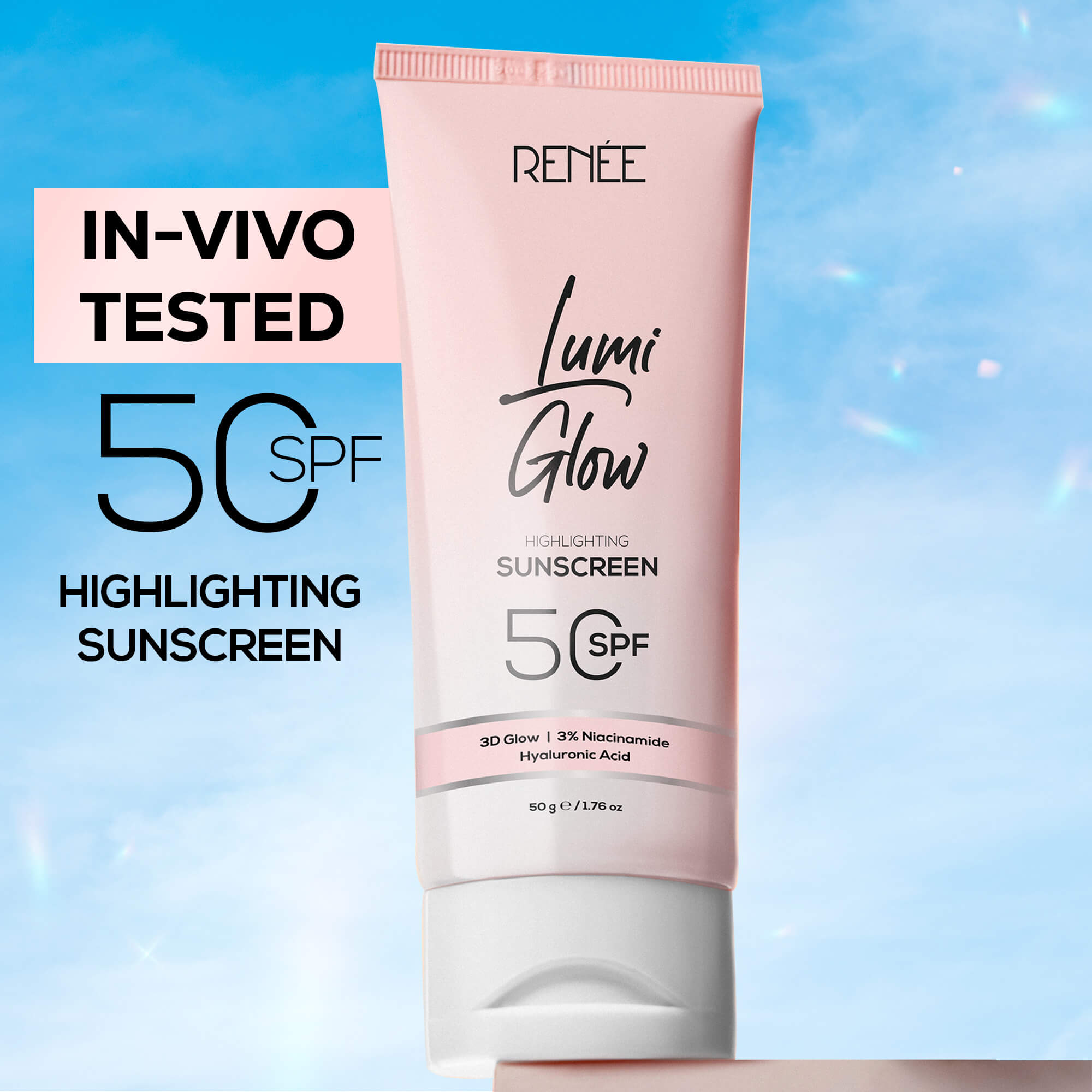 Skincare RENEE Lumi Glow Highlighting Sunscreen In-Vivo Tested SPF 50