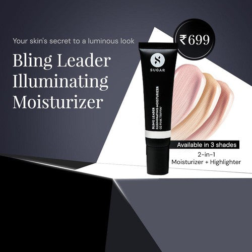 SUGAR Cosmetics Bling Leader Illuminating Moisturizer, 02 Pink Trippin' - cool pink with a pearl finish