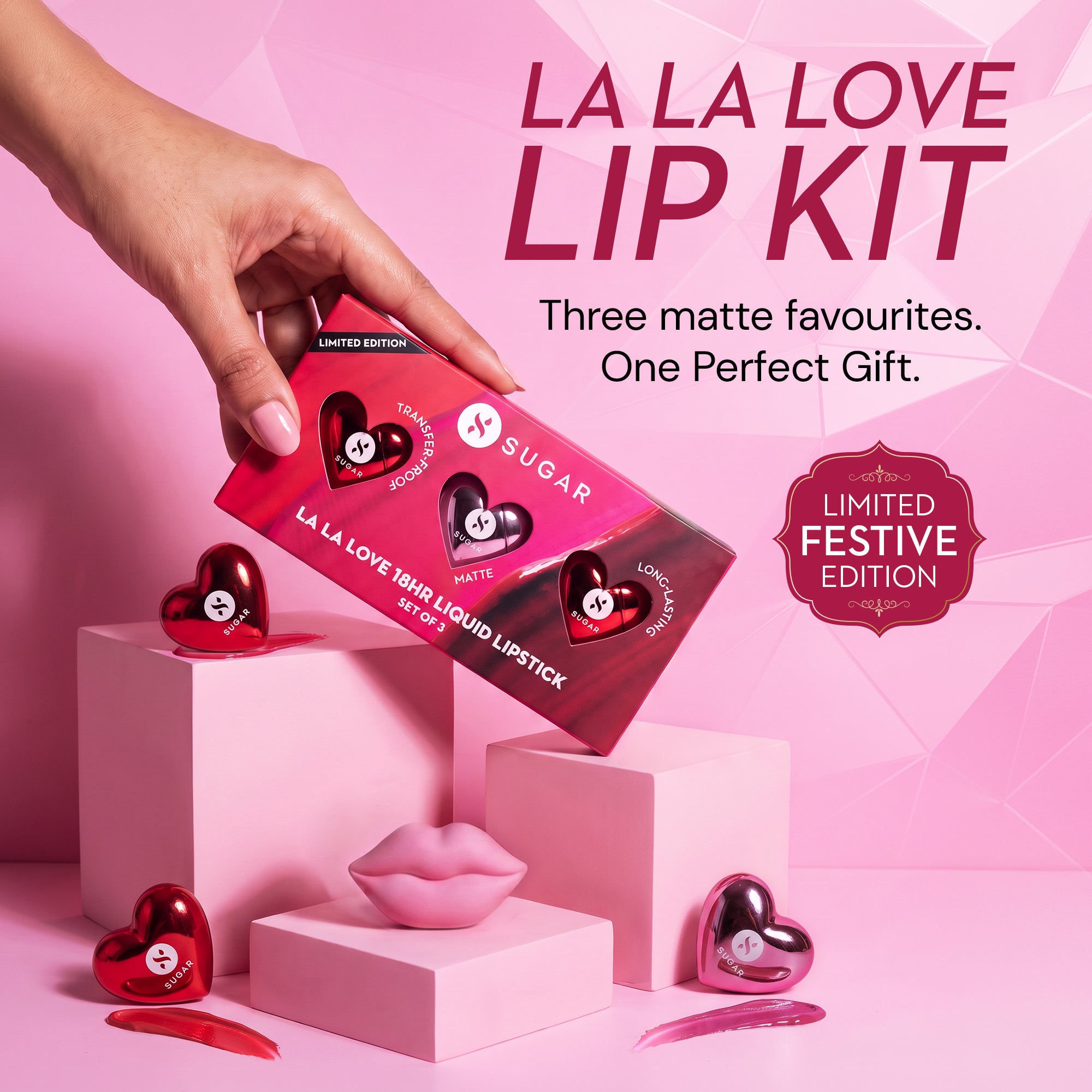 SUGAR Cosmetics La La Love 18HR Liquid Lipstick Set (Pack Of 3)