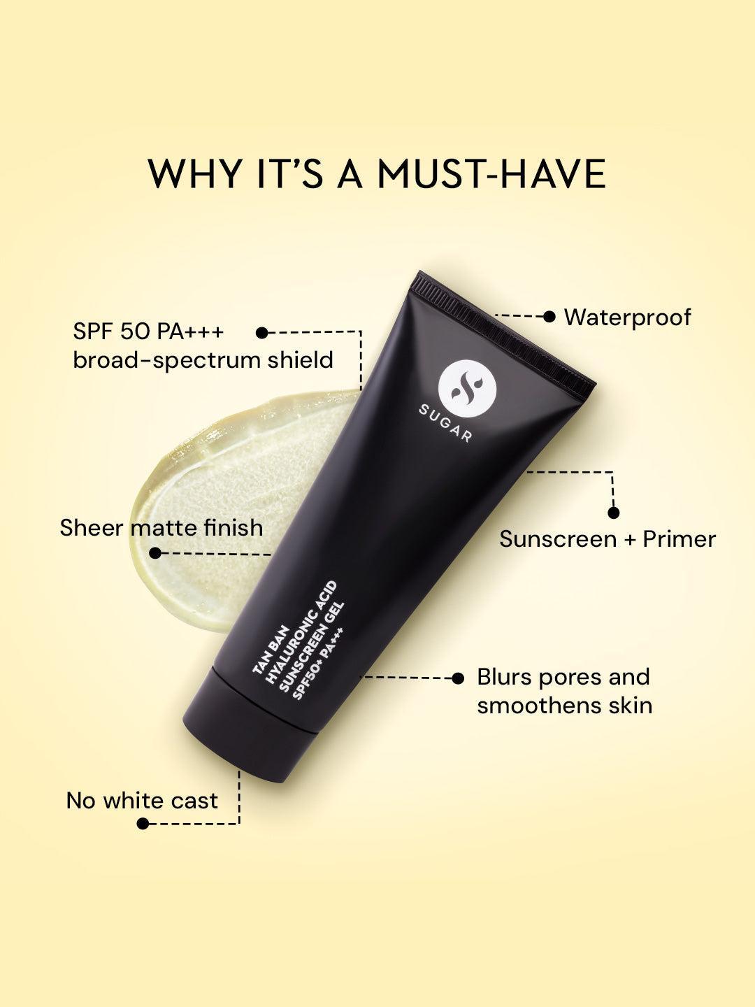 SUGAR Cosmetics Tan Ban Hyaluronic Acid Sunscreen Gel with SPF 50+ PA+++ — photo 3