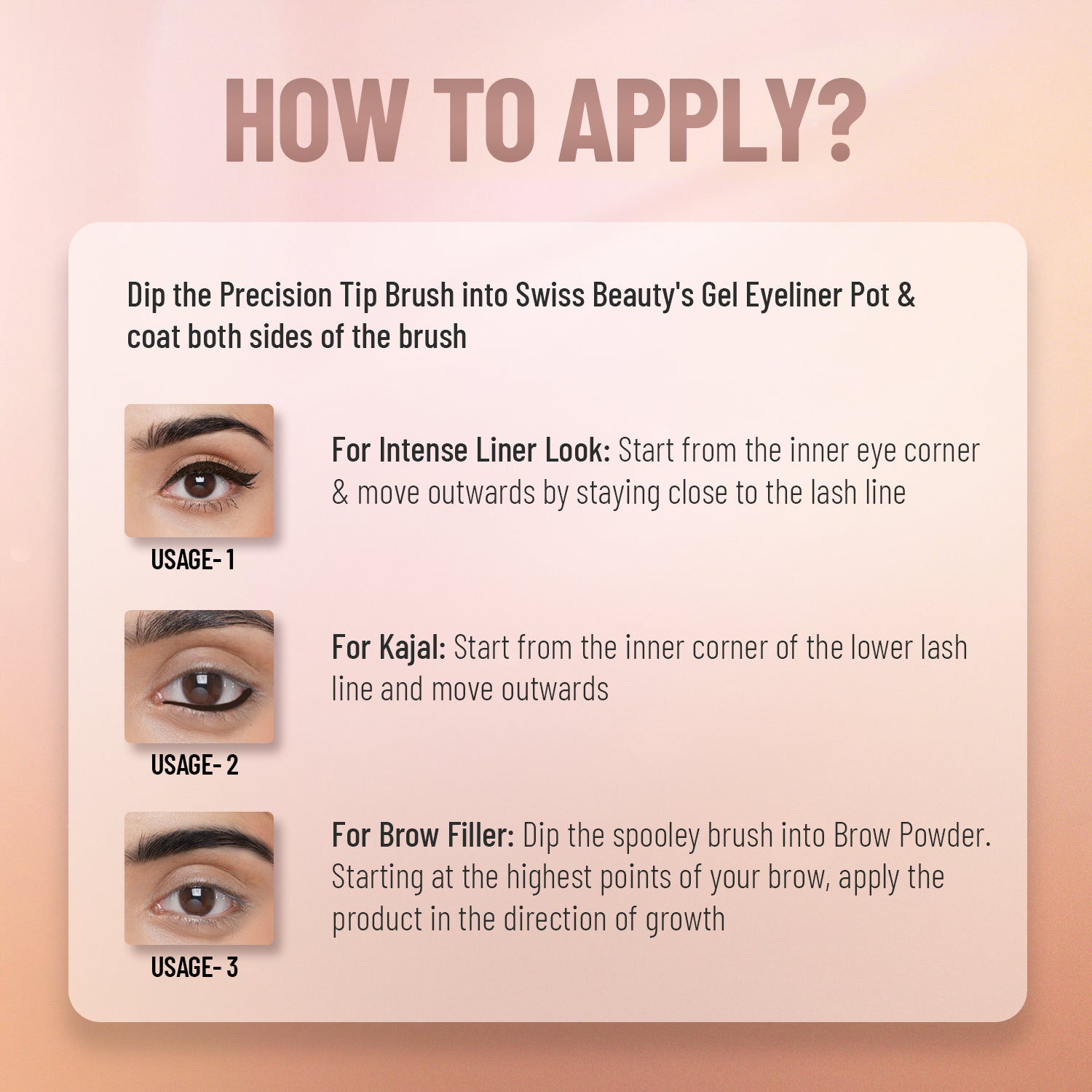 SWISS BEAUTY EYEBROW & GEL EYELINER 2 IN 1 3G+ 4G  01 BLACK — photo 3