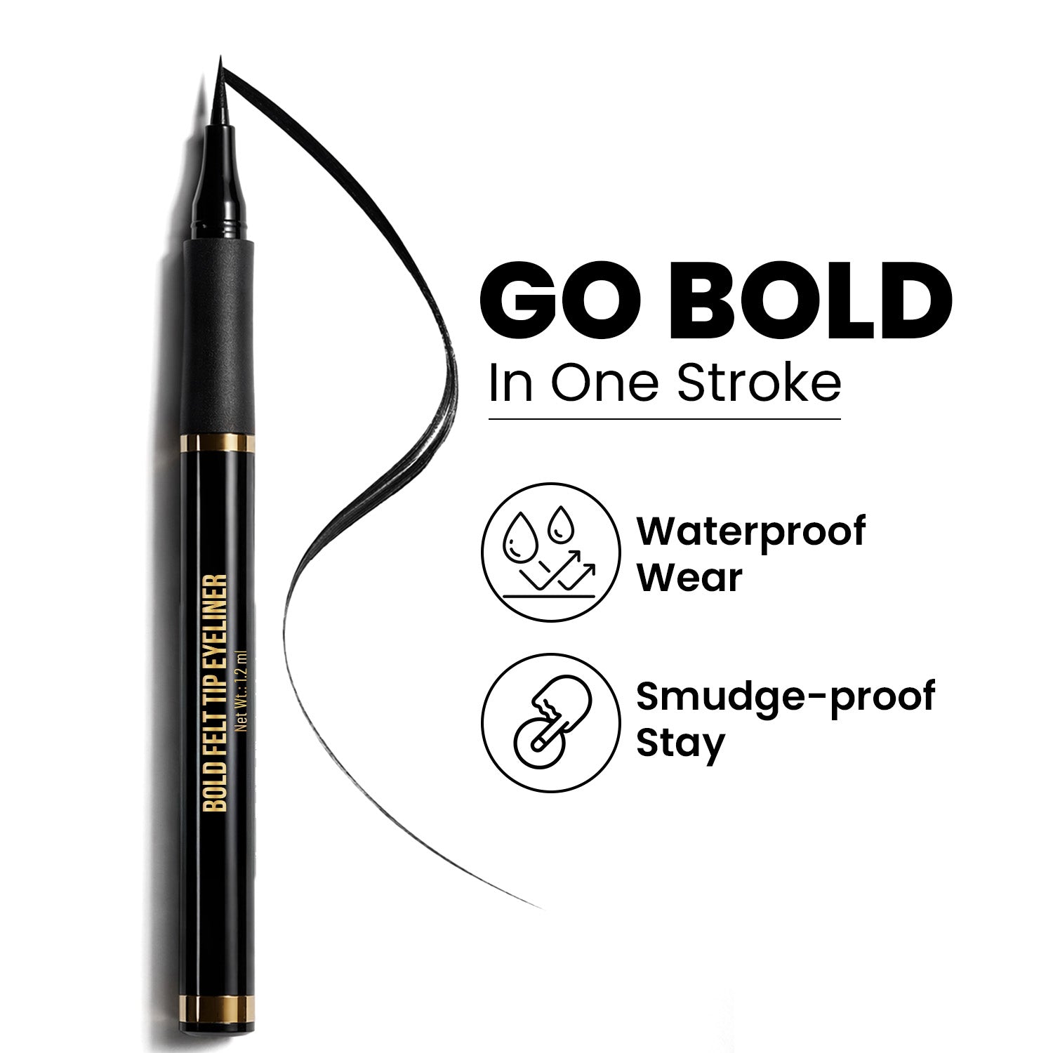 SWISS BEAUTY JET BLACK BOLD FELT TIP EYELINER 1.2ML