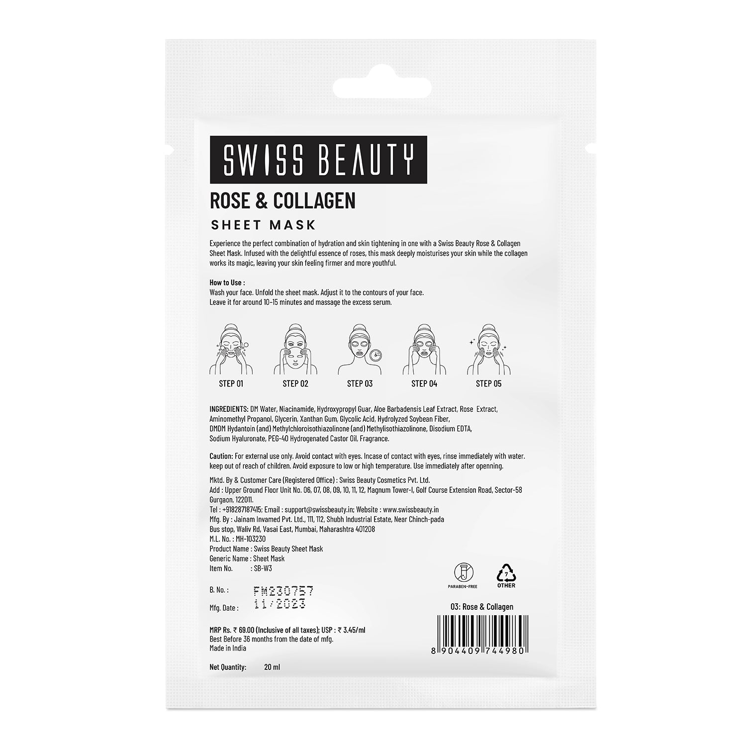 SWISS BEAUTY ROSE & COLLAGEN SHEET MASK — photo 2