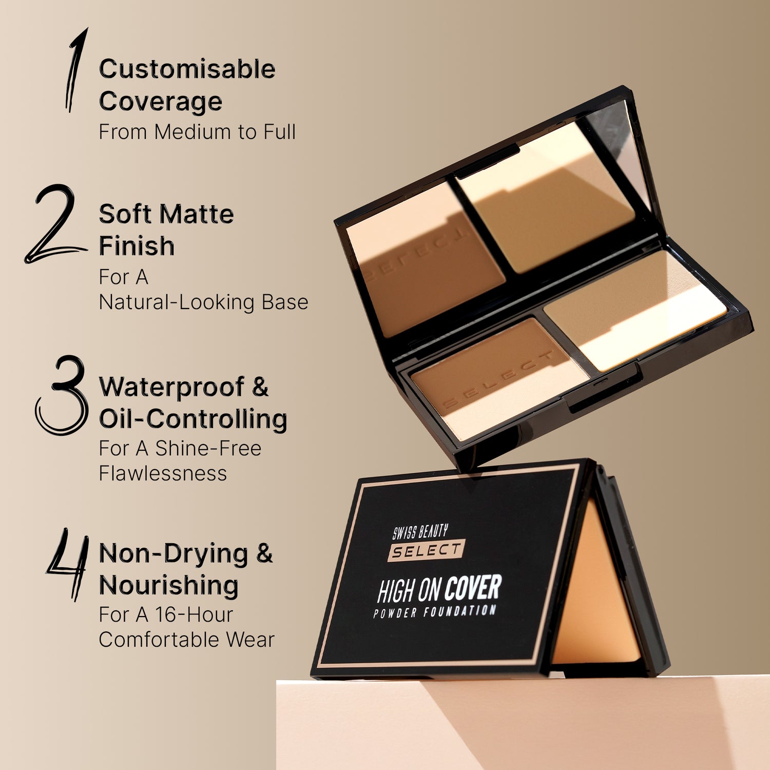 Swiss Beauty Select High On Cover Powder Foundation, Warm Honey — photo 4