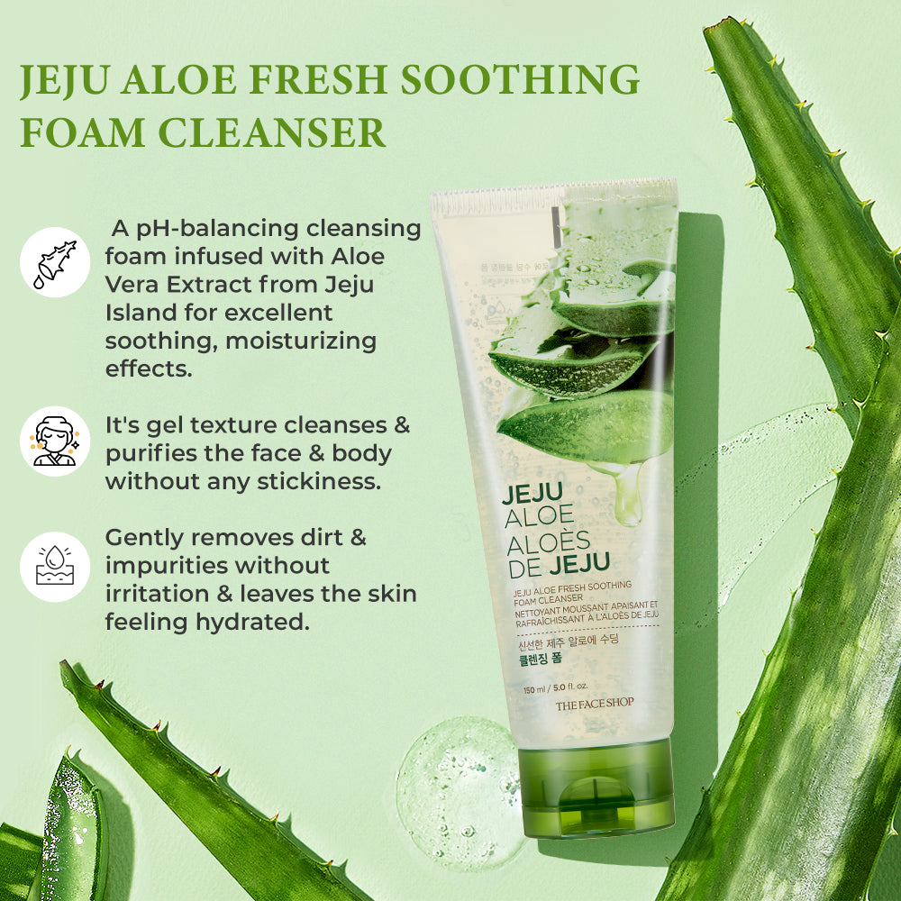 The Face Shop Jeju Aloe Fresh Soothing Cleansing Foam 150ml — photo 2