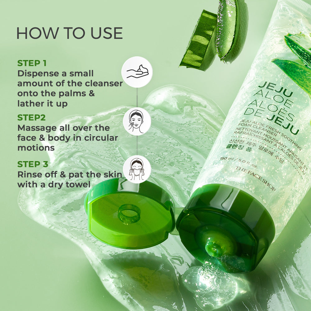 The Face Shop Jeju Aloe Fresh Soothing Cleansing Foam 150ml — photo 4