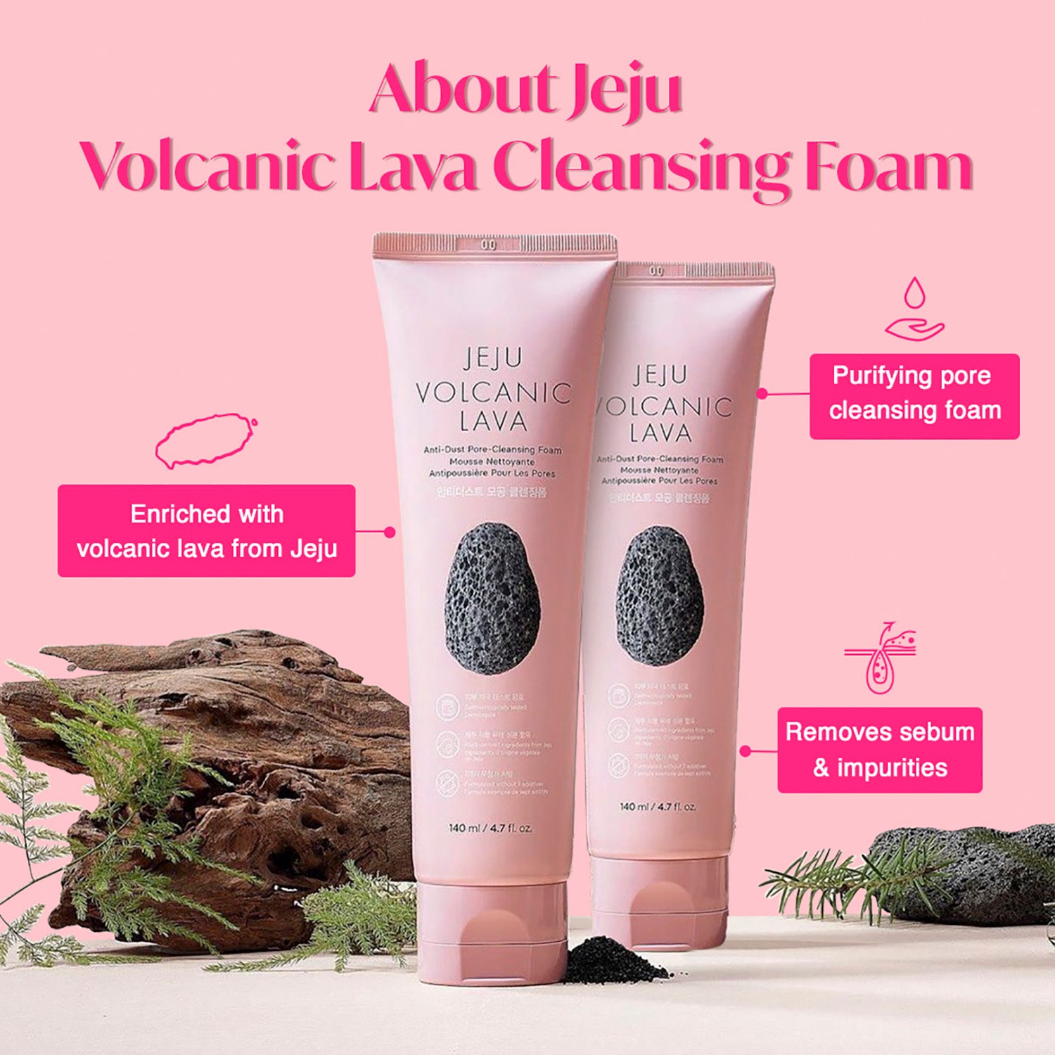 The Face Shop Jeju Volcanic Lava Cleansing Foam 140ml — photo 3