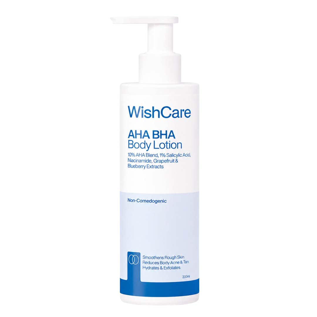 WISHCARE AHA+BHA BODY LOTION SMOOTHS ROUGH&BUMPY SKIN 200ML