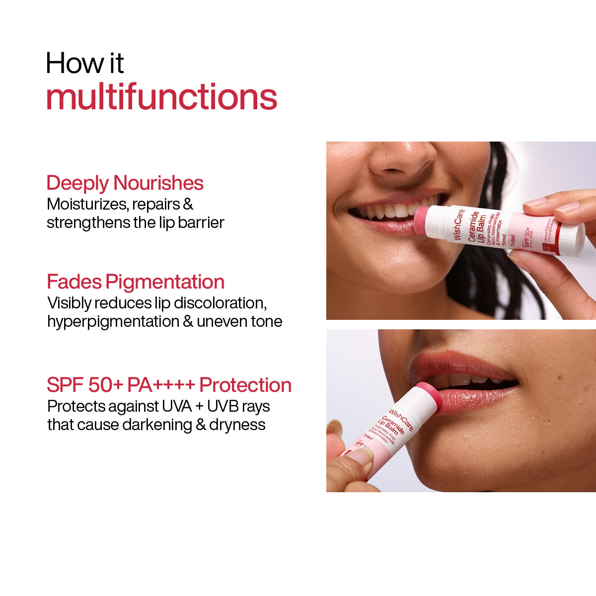 WISHCARE CERAMIDE LIP BALM TINTED SPF50 PA+++ 5GM — photo 4