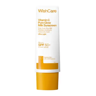 WISHCARE VITAMIN C PURE GLOW MILK SUNSCREEN ULTRA LIGHT PA++++ SPF50+ 50ML